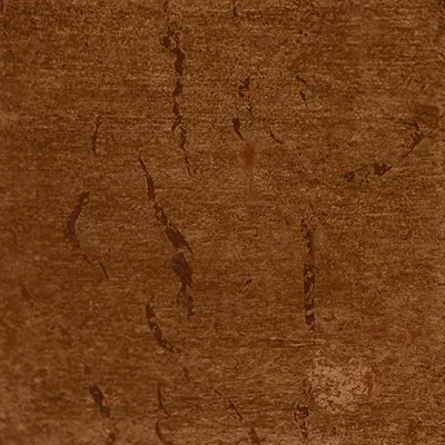 Close-up Broken Red Copper Leaf: irregular surface in reddish copper tones with dark cracks and flaked areas, suggesting aged and fragmented red copper leaf.