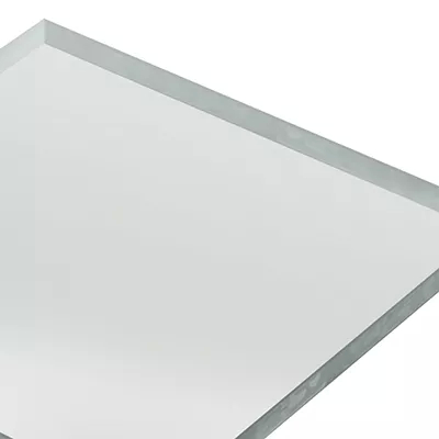 A translucent, clear glass panel, showcasing Koket's Clear Mirror finish.