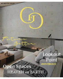 G&G magazine cover, Winter 2021, featuring a modern living room with fireplace and the headline Future Better.