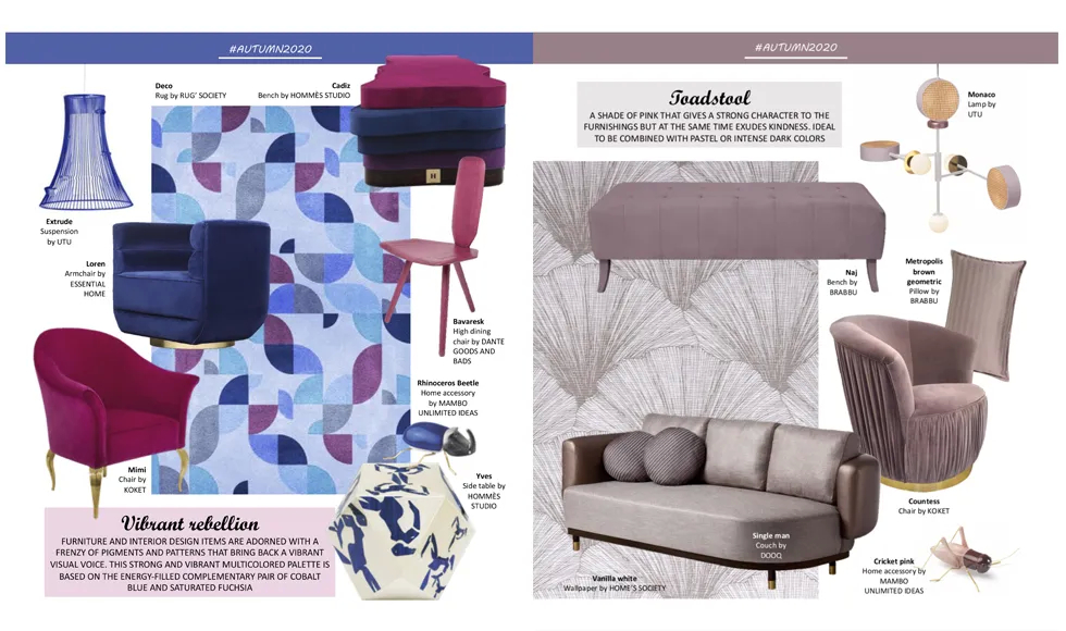 G&G Magazine press clipping, Autumn 2020. Features furniture by Koket, Brabbu, Hommes Studio, and Essential Home.