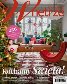 Czas na Wnetrze magazine cover with a decorated Christmas tree and a modern living room.
