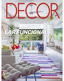Cover of Revista Décor (Art Concept) magazine, showing a brightly lit living room with colorful rug and balcony view.