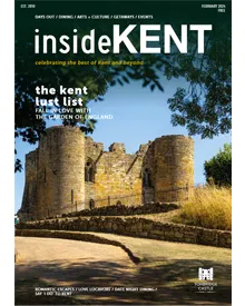 Cover of insideKENT Magazine, February 2024, featuring Tonbridge Castle and headlines about The Kent Lust List.