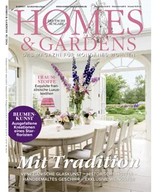 Homes & Gardens Germany Magazine showcasing KOKET's refined and elegant furniture, perfect for creating stylish and inviting home environments.