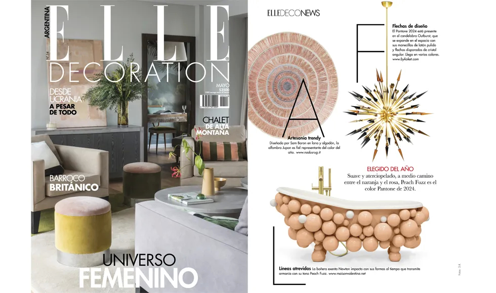 ELLE Decoration Argentina featuring KOKET's chic and modern lighting collection, with a focus on innovative design and luxury aesthetics.