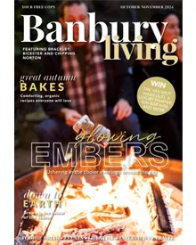 Banbury Living cover, October/November 2024, showing people roasting marshmallows over a campfire.