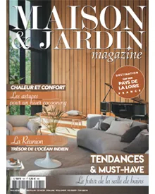 Press clipping of Maison et Jardin Magazine cover, October 2024, featuring a modern living room interior.