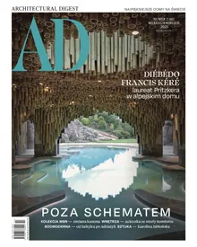 Press clipping: AD Poland March/April 2025 cover, featuring Diébédo Francis Kéré and a unique architectural interior with a pool.