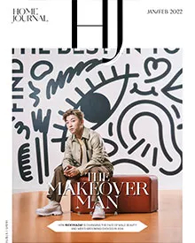 Home Journal cover, Jan/Feb 2022, features The Makeover Man against a graphic black and white wall.