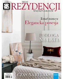 Magazine cover of "Świat Rezydencji Wnętrz i Ogrodów" featuring elegant interiors, "Elegant property" and "Time to relax".