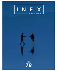 The cover of Inex Magazine, Issue 78, features two silhouetted figures on a reflective blue surface under a night sky.