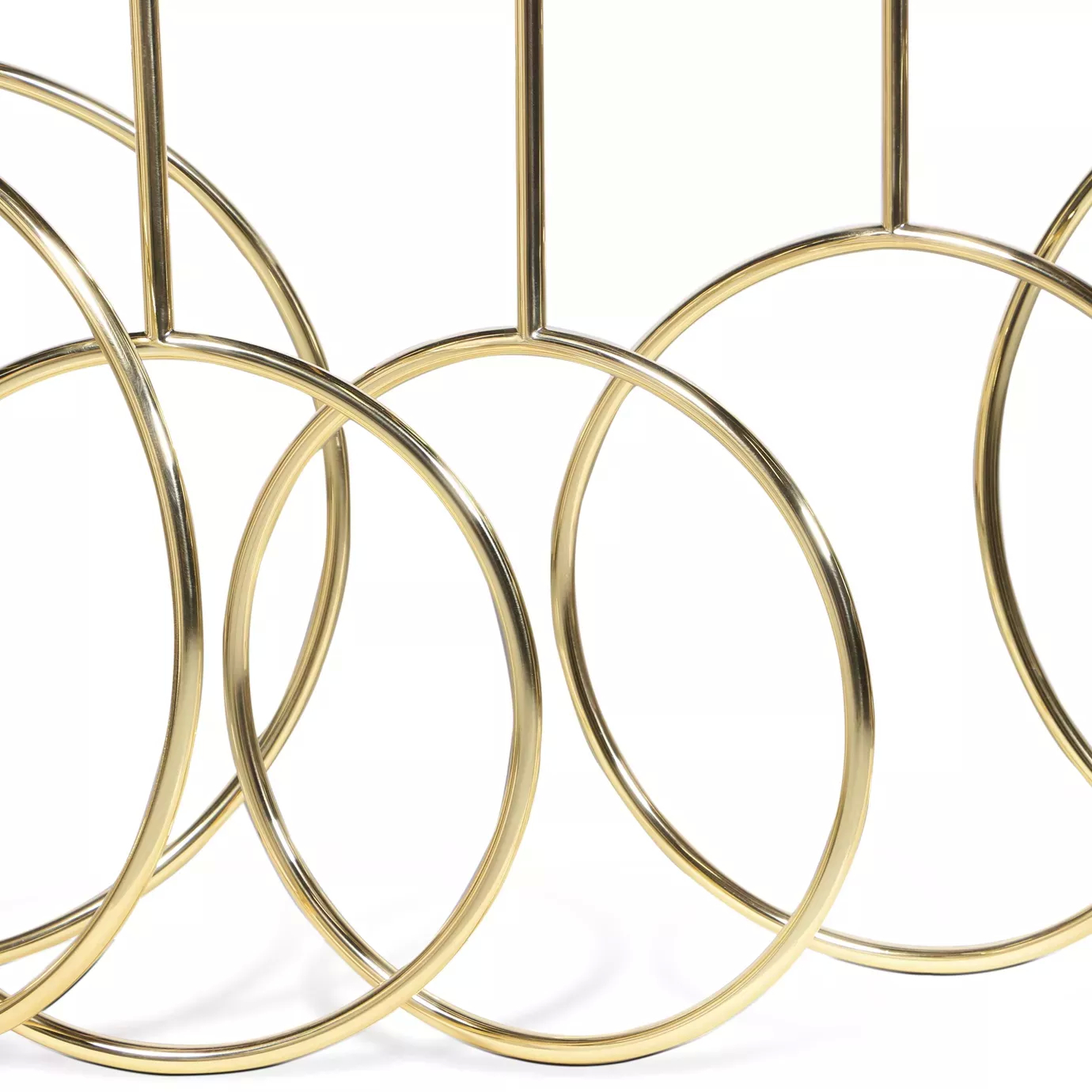Detail of the golden geometric base of the elegant Burlesque Console.