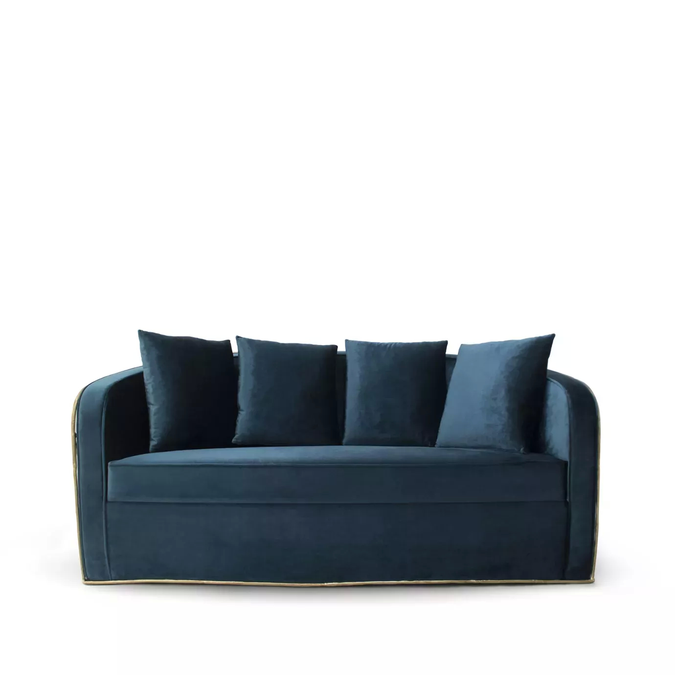 Enchanted Sofa: inspired in nature, with an elegant dark green upholstery, the Enchanted Sofa has an intricate aged brass structure that resembles branches.
