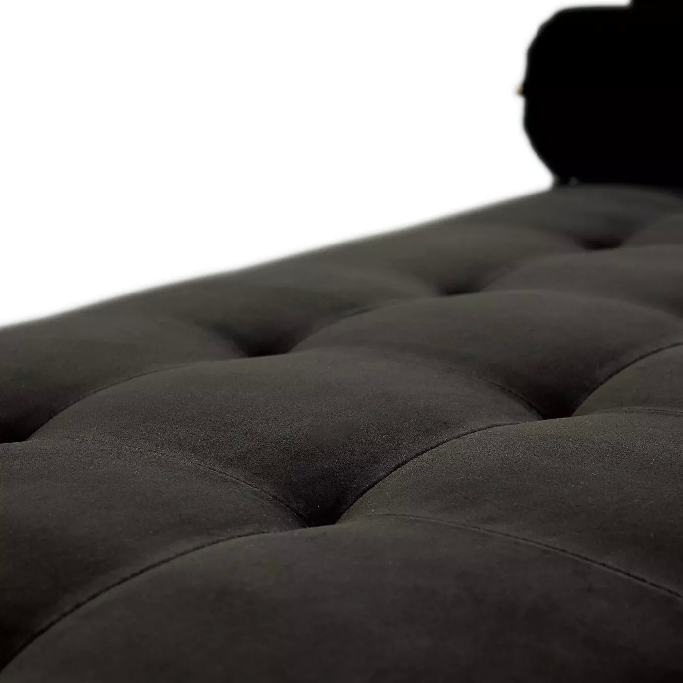 Elegant close-up of black velvet upholstery of the Privê Daybed.