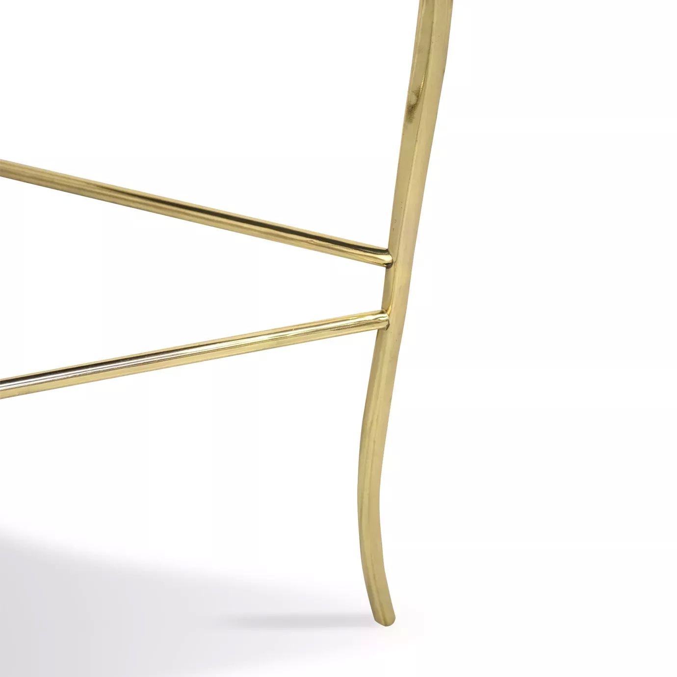 Detailed view of the Chandra Bar Stool luxurious golden structure.