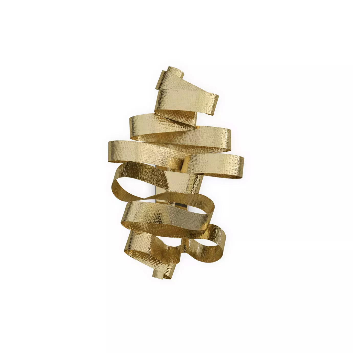 Elegant Chloe Sconce with a sculptural design of wavy ribbons in a textured golden tone.
