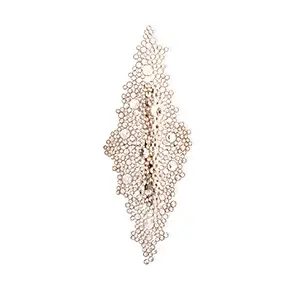 Elegant Eternity Sculpture with a vertical sculptural design adorned with numerous clear crystals of varying sizes on a golden frame.