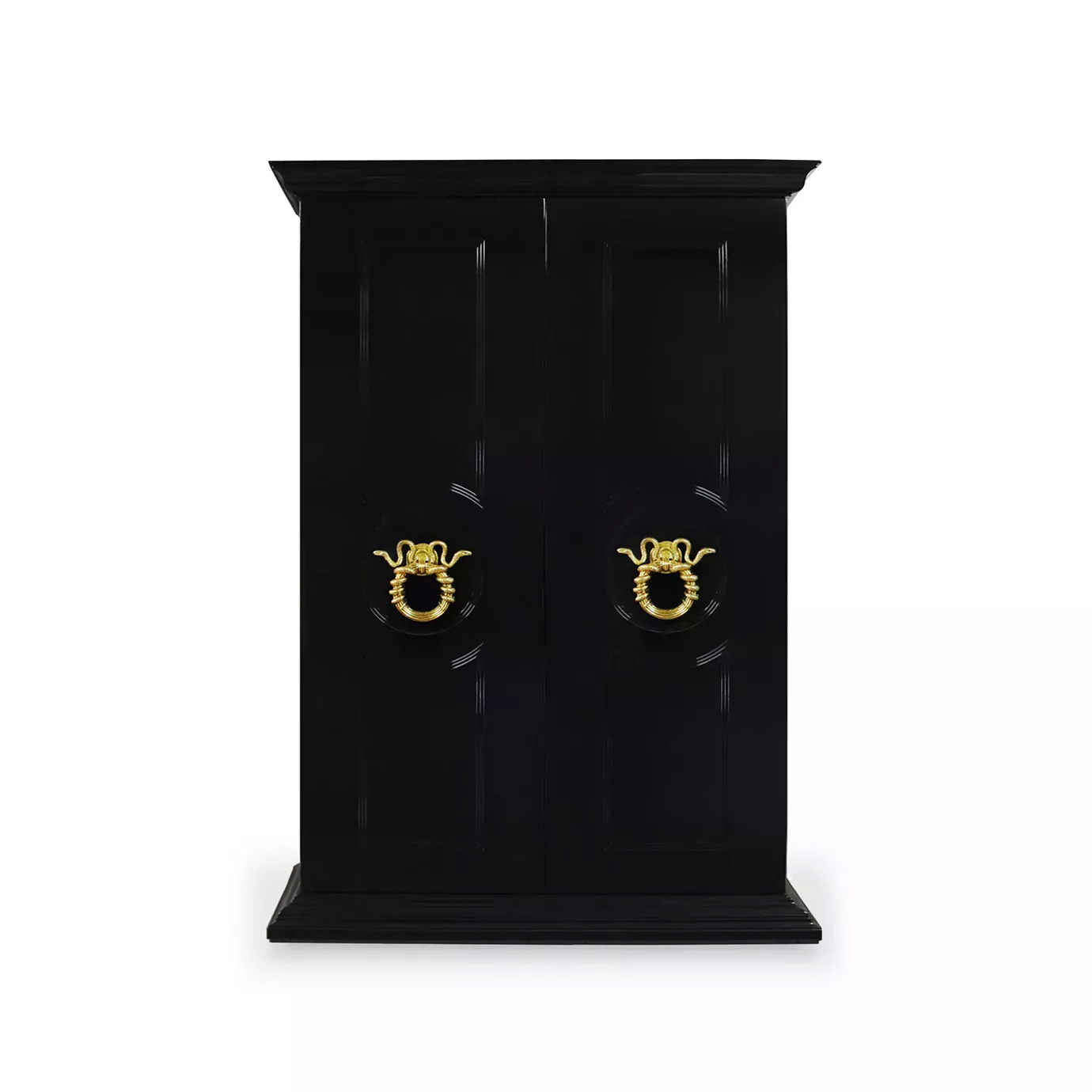 Luxury Parisian armoire in gold with black doors and sophisticated design