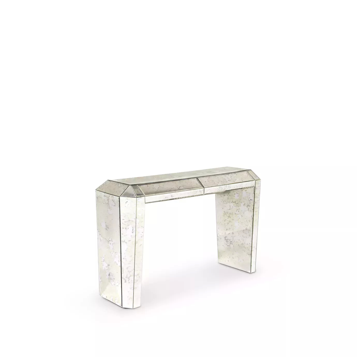 Elegant mirrored Tamara Console with modern geometric design.