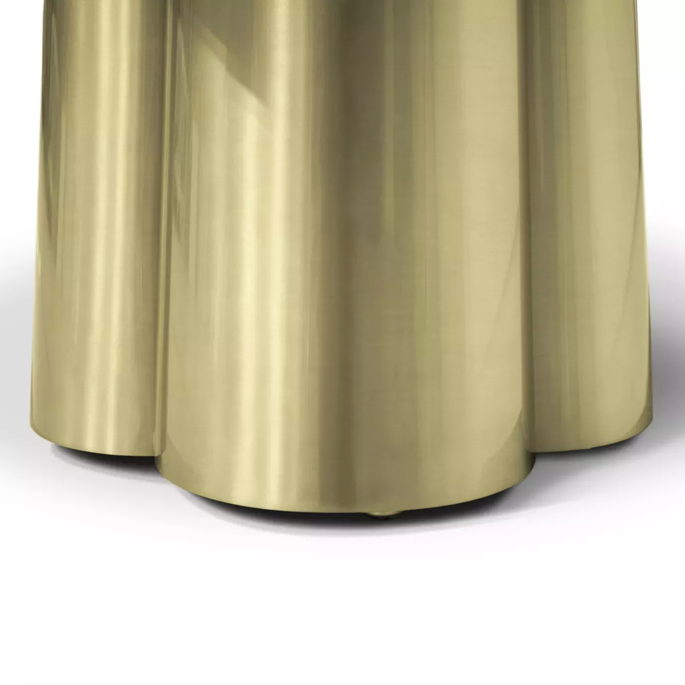 Elegant close-up of the sculptural golden base of the Dylan Luxury Oval Marble Dining Table