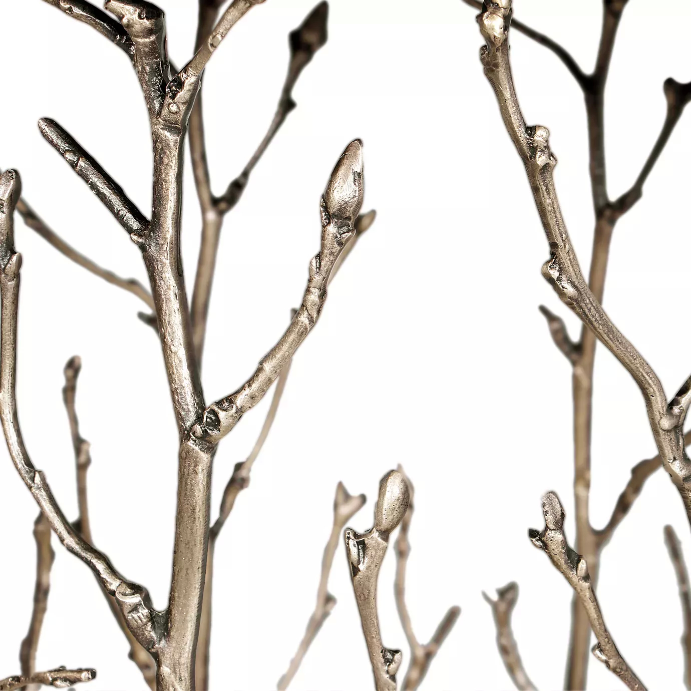 Detailed view of the Enchanted Synthetic Leather Side Table’s aged brass structure, resembling branches.