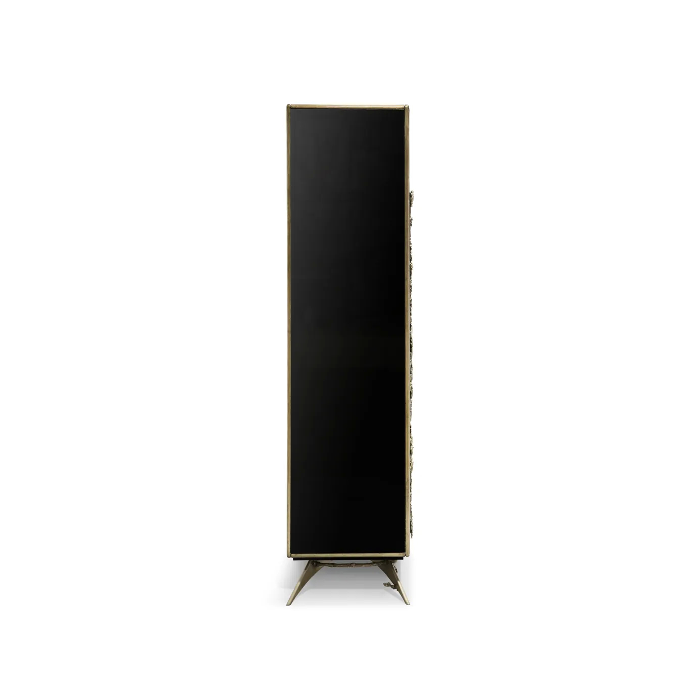 Spellbound Lacquer Armoire seen from the side, showcasing its black gloss lacquer.