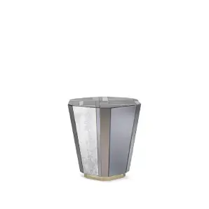 Elegant Lemprica Side Table with faceted mirrored surface and golden base.