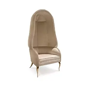 The Drapesse Watermark Leather Back Chair features a sleek design with a leather back and a distinctive watermark detail.