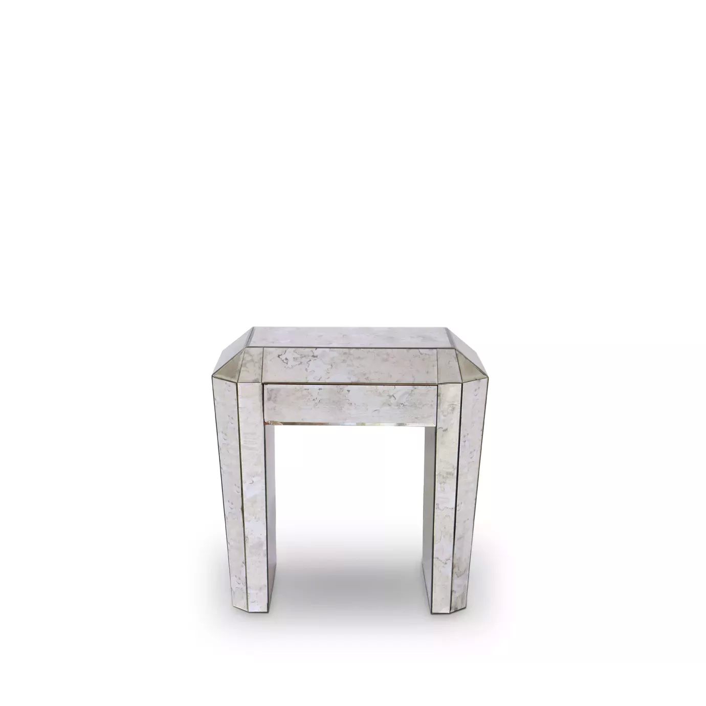 Elegant mirrored Tamara Nightstand with modern geometric design.
