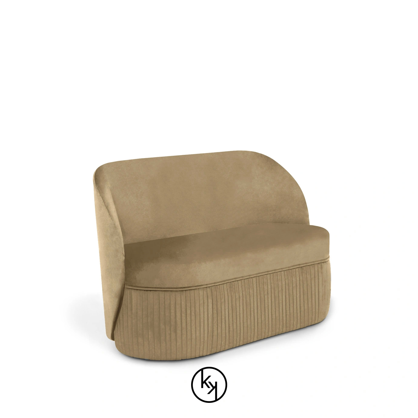 A stylish, slightly angled Venice Sofa in a warm, inviting hue.