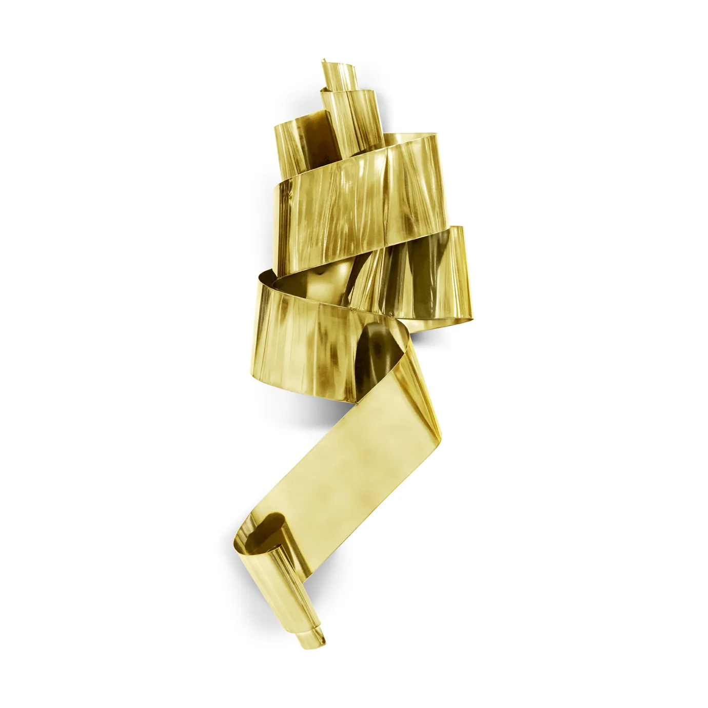 Neurotica Sculpture: An abstract detail of the polished gold, showing its flowing curves and the luminous reflections within its form.