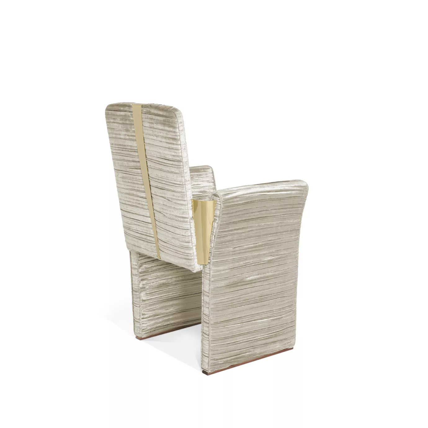 Estelle Dining Chair, 45º back: Highlights the textured vertical channels, the subtle curve of the back, and the chair's overall elegant form.