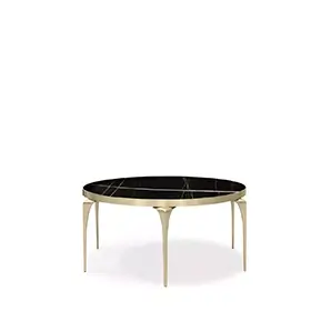 Elegant Rita Coffee Table with Sahara Noir marble top and sculptural golden base.