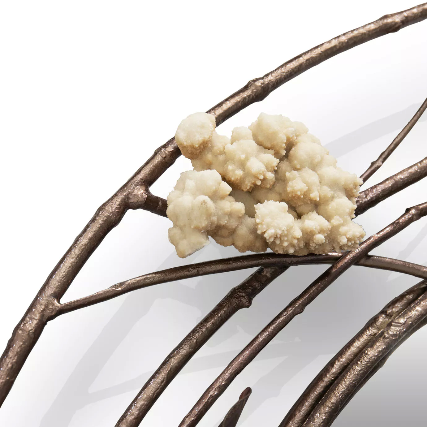Detailed perspective of a crystal featured on the Stella Crystalized Mirror, highlighting its nuances.