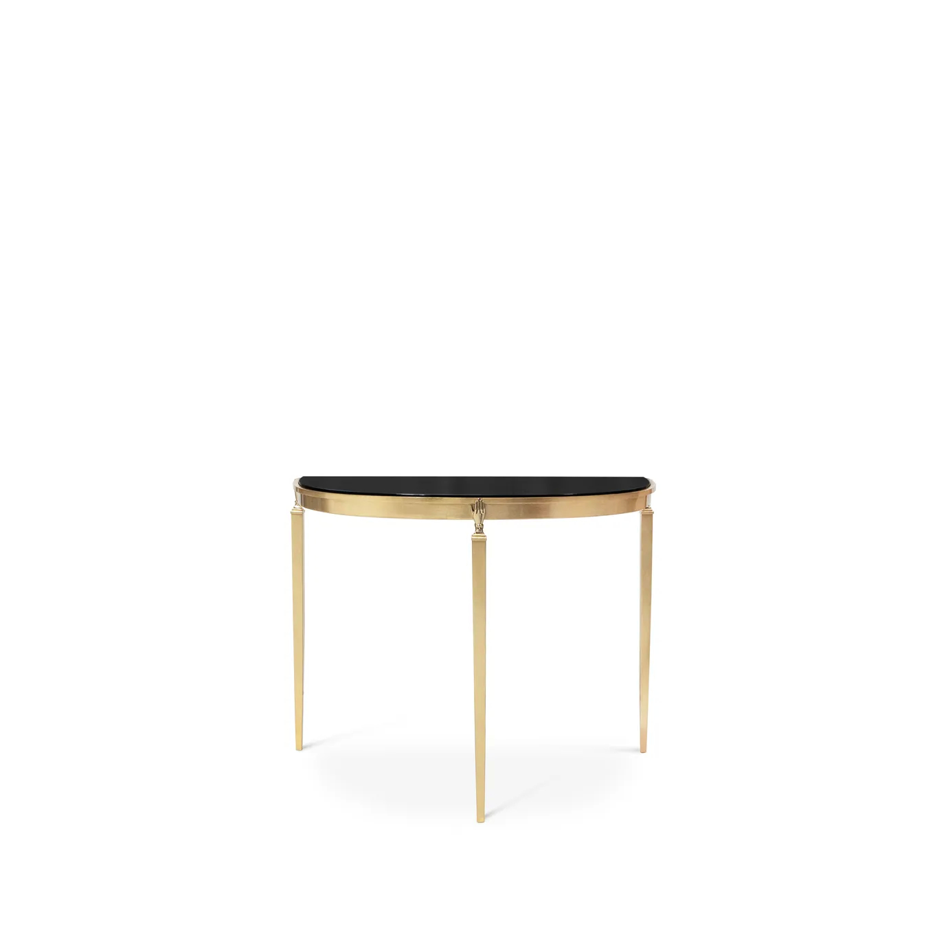 Slender elegance radiates from the Gisele Demi-Lune Console