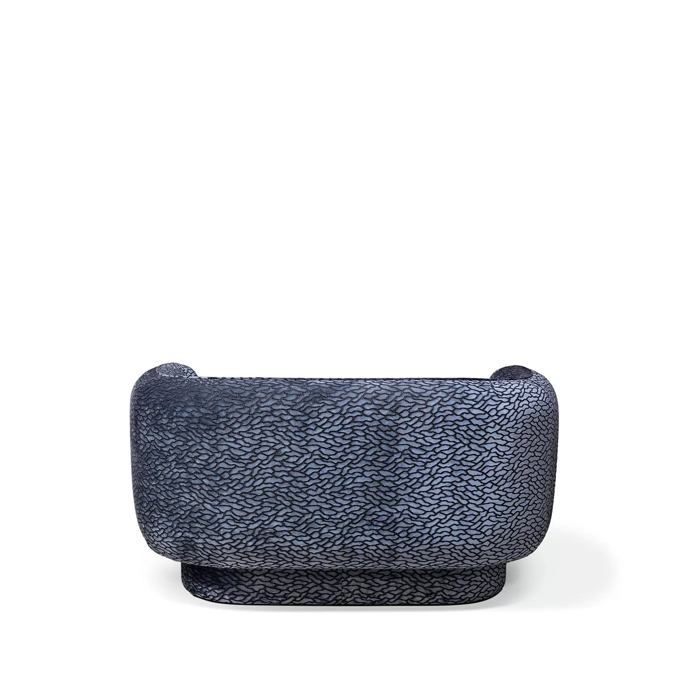 Back view of the Deb Loveseat, highlighting its textured upholstery and the subtle curve of its backrest.