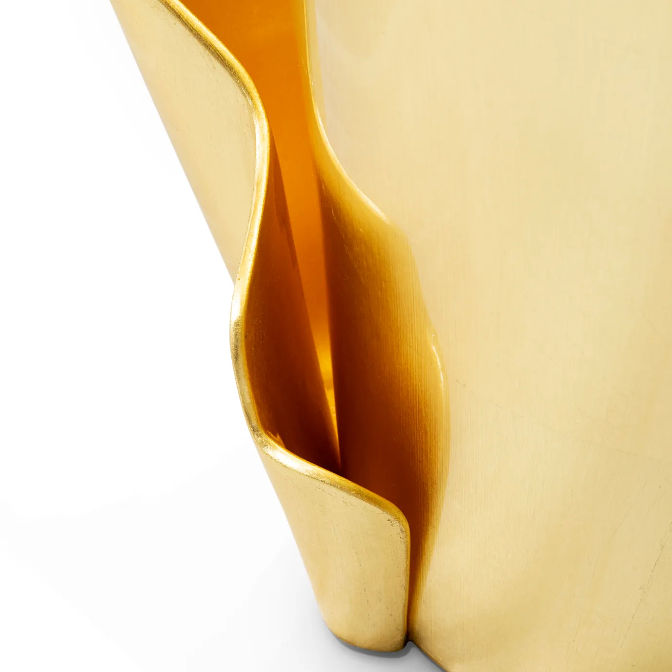 Close look on the Yasmine Gold Leaf Side Table, showcasing its elegant golden base and golden structure around it.