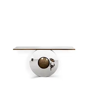 Metamorphosis Console with a sleek, minimalist design and an oval base featuring insect-inspired details.