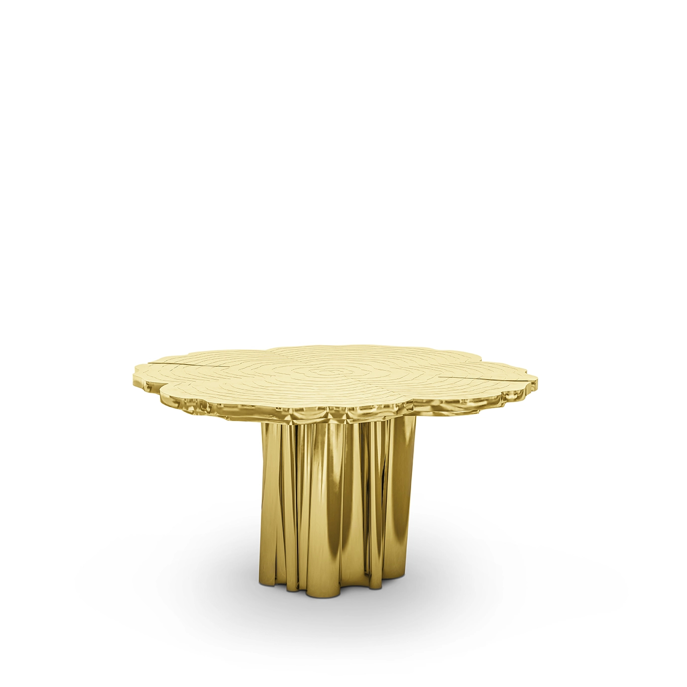 Luxurious Fortuna Round Dining Table with unique, high-shine golden surface.
