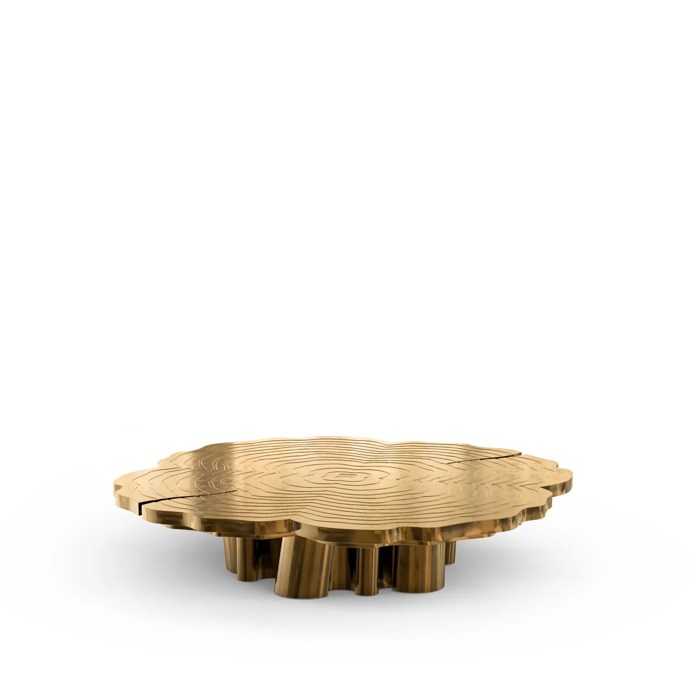 Luxurious Fortuna Patina Coffee Table, showcasing its unique, high-shine golden surface.