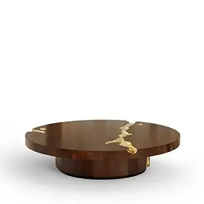 Luxurious Boca do Lobo Empire Walnut Coffee Table with striking gold vein detail.