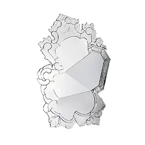 Ornate Venetian-style mirror with elaborate carved frame, showcasing intricate floral motifs and antique gold finish for a luxurious, timeless look