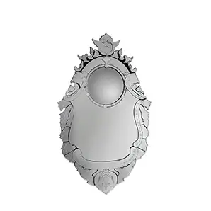 Modern rectangular mirror with textured surface and subtle geometric pattern, featuring a sophisticated neutral finish and minimalist frame design