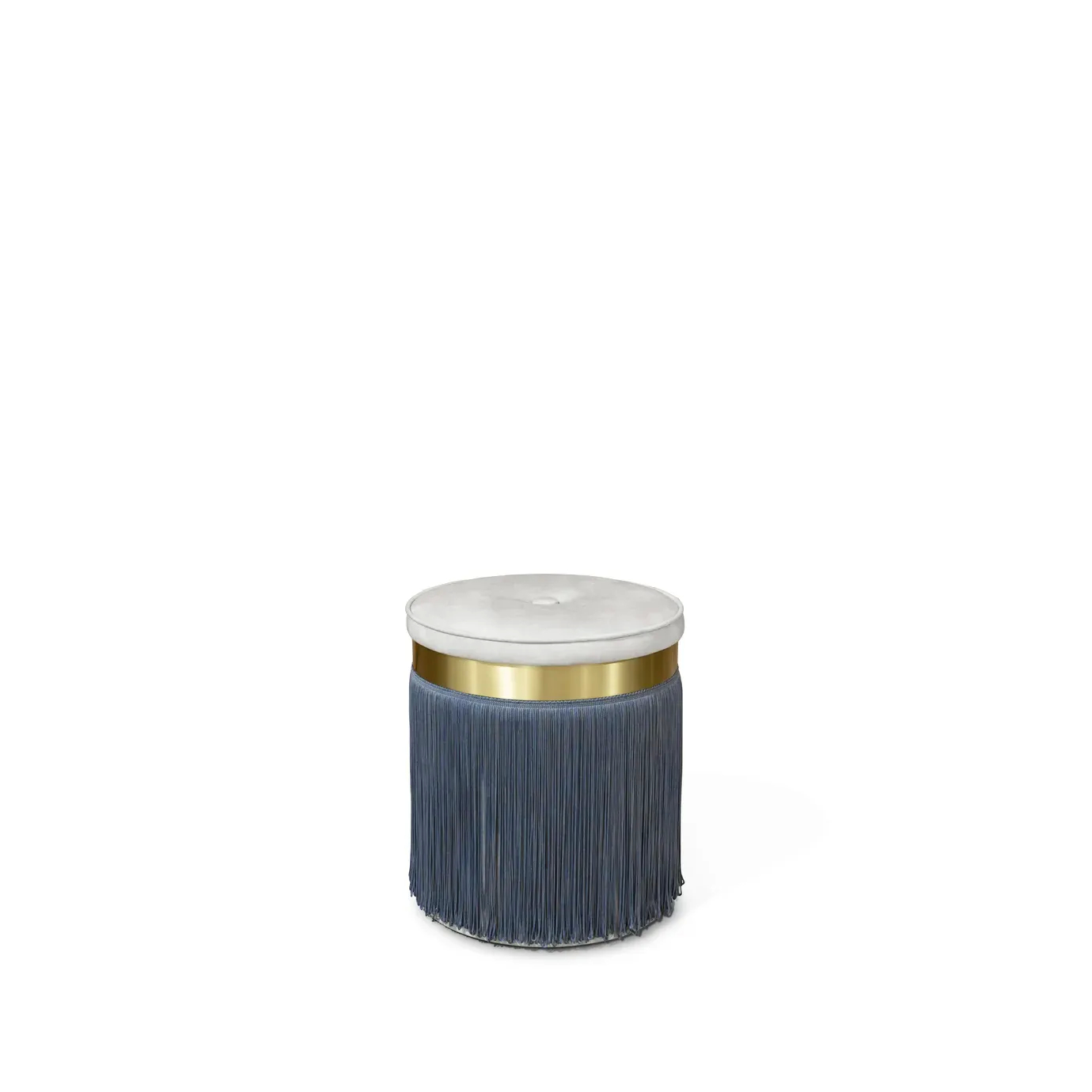 Sleek Isabella stool with a sophisticated design, featuring luxurious upholstery and refined gold details.