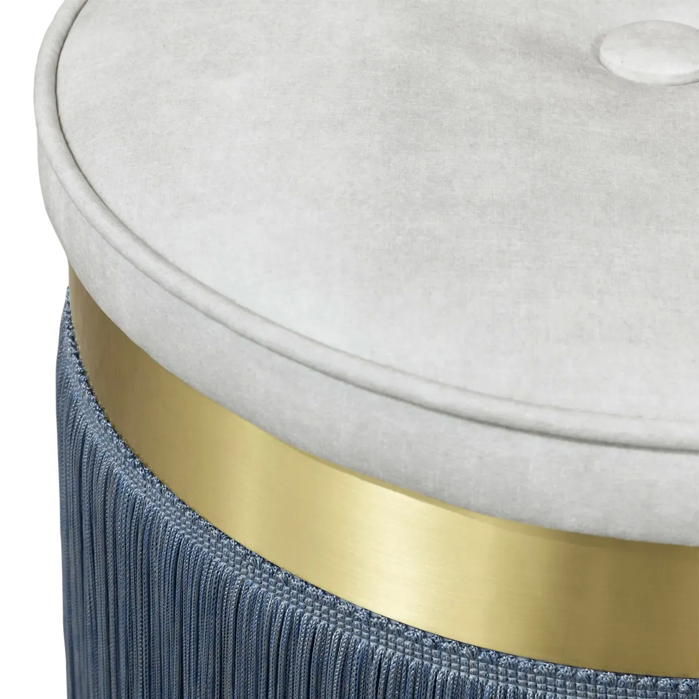 Elegant Isabella stool with a plush seat, accented by bold, gold detailing and a chic, modern silhouette.