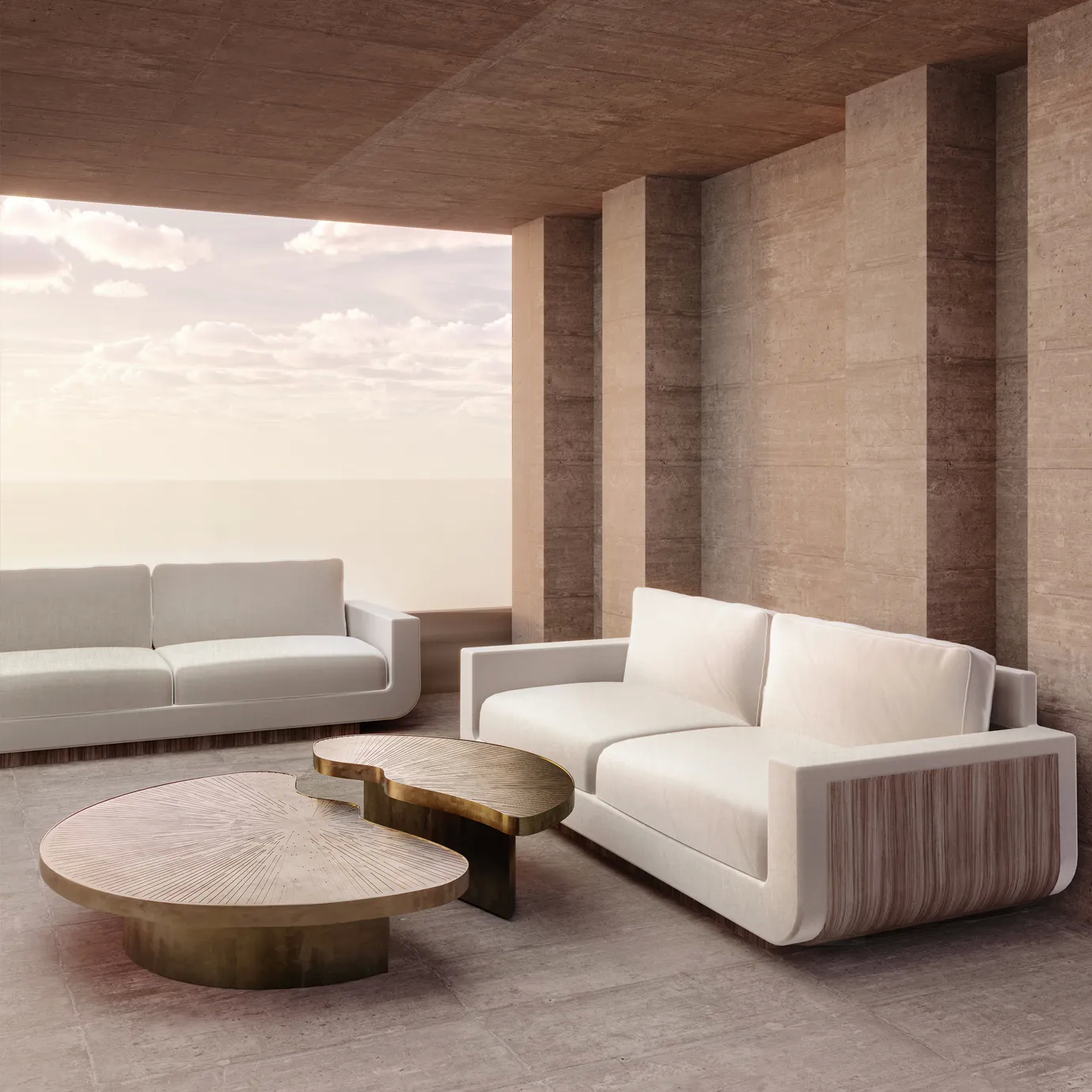 Sofia sofa in a luxurious living room setting, styled with bold decor, plush textures, and elegant gold accents.