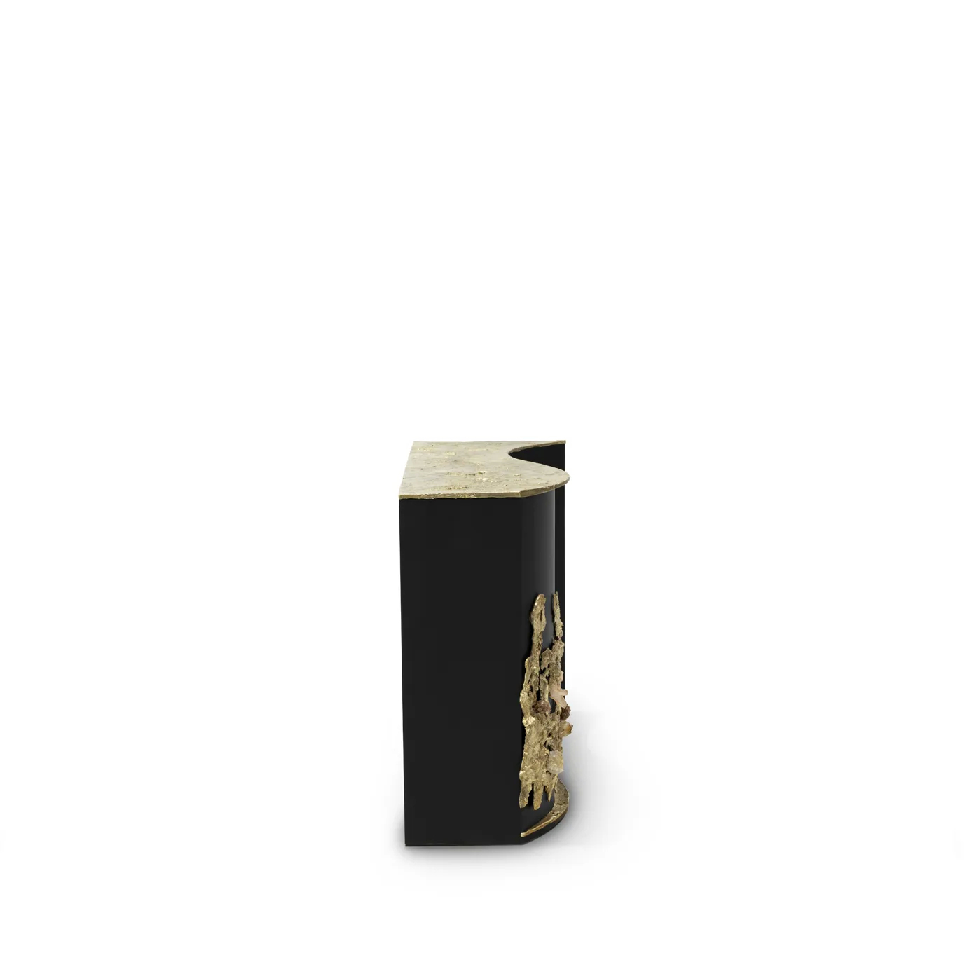 Side profile of the Empress Console highlighting its curved silhouette and polished black finish.
