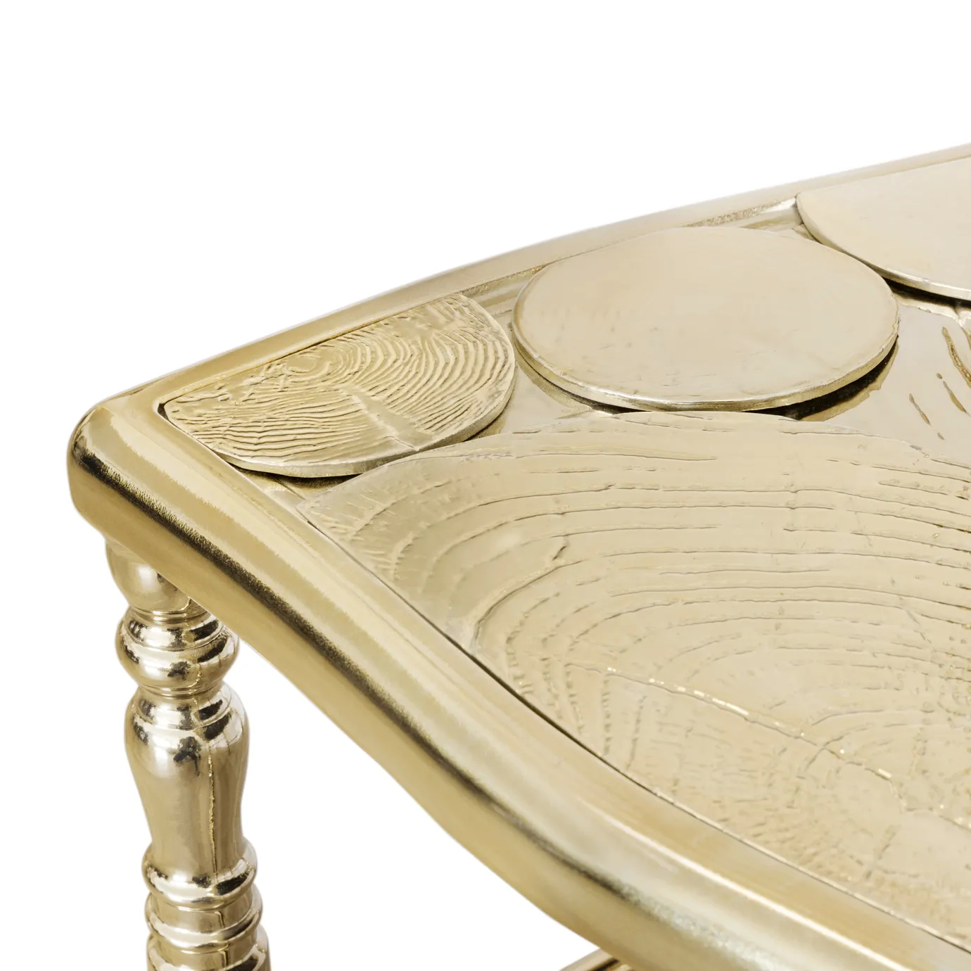 Sophisticated gold chair with a modern, sleek design and a gracefully curved, comfortable backrest.