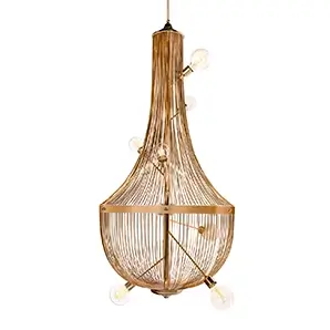 Sleek chandelier with a modern, minimalist design and elegant, geometric light fixtures.
