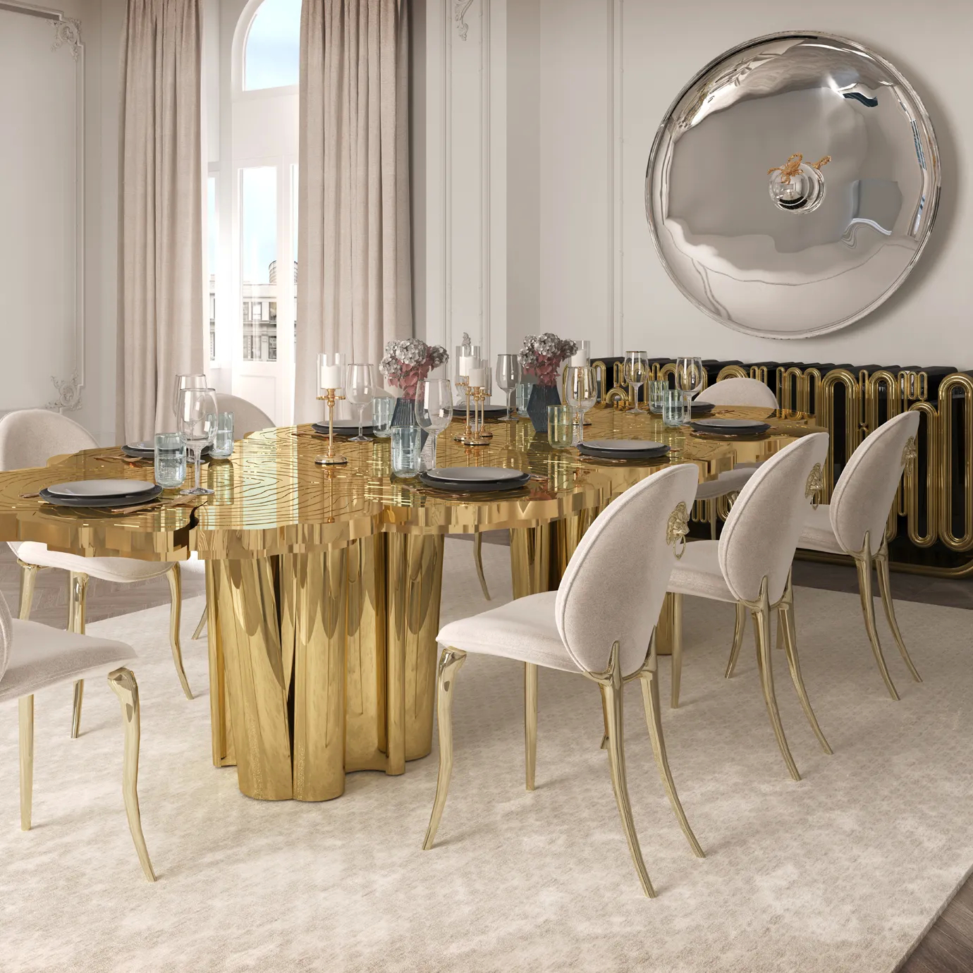 Elegant Metamorphosis mirror with intricate design, blending modern and artistic elements.